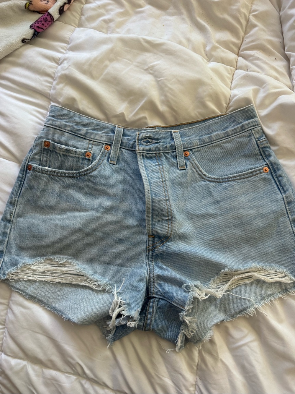 Levi's Light Blue Distressed Denim Cutoff Shorts